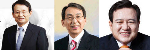 김원배 동아에스티 대표와 정일재 LG생명과학 대표, 김영진 한독 대표(왼쪽부터).