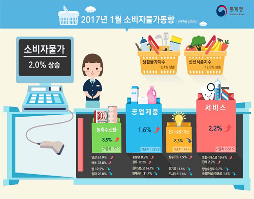 2017년 1월 소비자물가동향. 사진=통계청 제공.