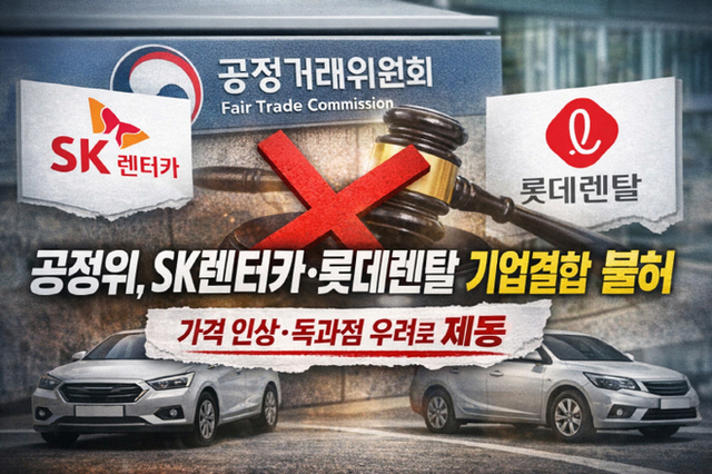 공정위, SK렌터카·롯데렌탈 결합 제동…"가격 인상·독과점 우려 감당 못 해"