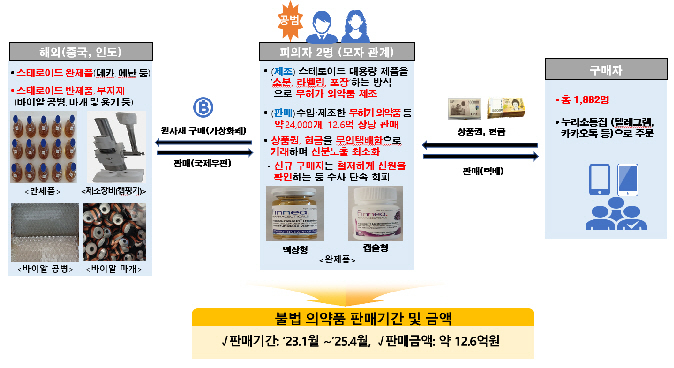 불법 의약품 수입 제조 유통 모식도. ⓒ 식약처